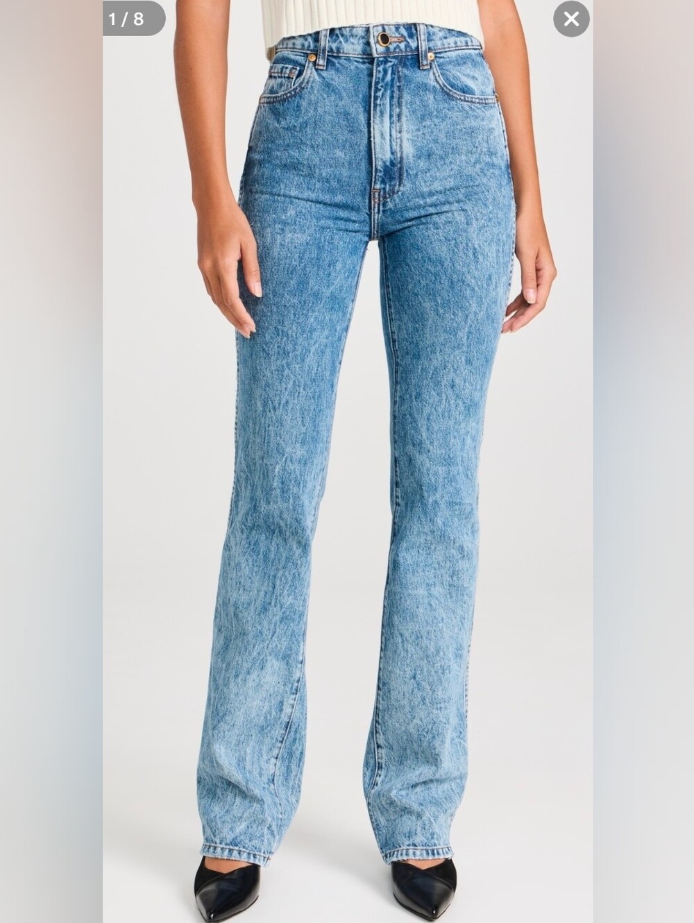 KHAITE The Danielle Acid Wash Jeans High Waist Cotton Denim $635, Sz 27 - Picture 5 of 10